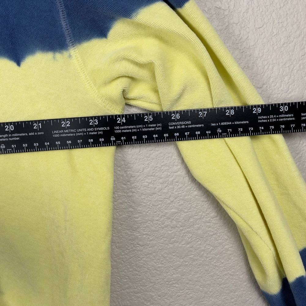 ATM Anthony Thomas Melillo Zip Hoodie Dip-Dyed French Terry Large Blue Yellow - Picture 9 of 9